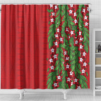 Tonga Language Week Shower Curtain Heilala Floral Red LT05 - Polynesian Pride