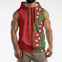 Tonga Language Week Sleeveless Zip Hoodie Heilala Floral Red LT05 - Polynesian Pride