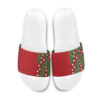 Tonga Language Week Slide Sandals Heilala Floral Red LT05 Red - Polynesian Pride