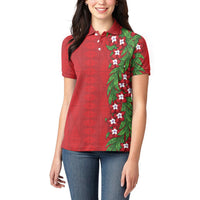 Tonga Language Week Women Polo Shirt Heilala Floral Red