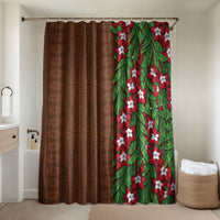 Tonga Language Week Bathroom Set Heilala Floral Brown LT05 Shower Curtain Only Brown - Polynesian Pride