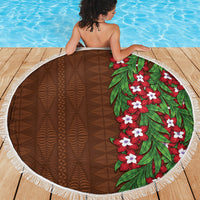 Tonga Language Week Beach Blanket Heilala Floral Brown LT05 - Polynesian Pride