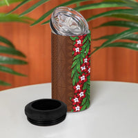 Tonga Language Week 4 in 1 Can Cooler Tumbler Heilala Floral Brown
