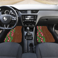 Tonga Language Week Car Mats Heilala Floral Brown LT05 Set 2pcs - Front Brown - Polynesian Pride