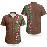 Tonga Language Week Couples Matching Summer Maxi Dress and Hawaiian Shirt Heilala Floral Brown