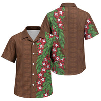 Tonga Language Week Family Matching Off The Shoulder Long Sleeve Dress and Hawaiian Shirt Heilala Floral Brown LT05 Son's Shirt Brown - Polynesian Pride