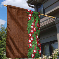 Tonga Language Week Garden Flag Heilala Floral Brown LT05 - Polynesian Pride
