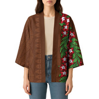 Tonga Language Week Kimono Heilala Floral Brown LT05 - Polynesian Pride