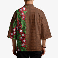 Tonga Language Week Kimono Heilala Floral Brown LT05 - Polynesian Pride
