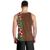 Tonga Language Week Men Tank Top Heilala Floral Brown LT05 - Polynesian Pride