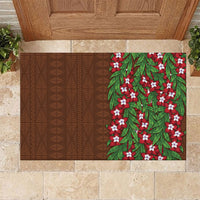 Tonga Language Week Rubber Doormat Heilala Floral Brown LT05 Brown - Polynesian Pride