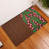 Tonga Language Week Rubber Doormat Heilala Floral Brown LT05 - Polynesian Pride