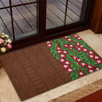 Tonga Language Week Rubber Doormat Heilala Floral Brown LT05 - Polynesian Pride