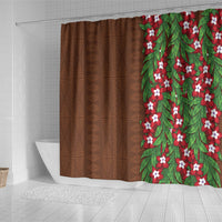 Tonga Language Week Shower Curtain Heilala Floral Brown LT05 - Polynesian Pride