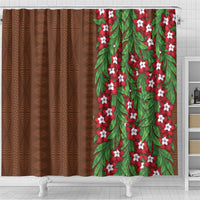 Tonga Language Week Shower Curtain Heilala Floral Brown LT05 - Polynesian Pride