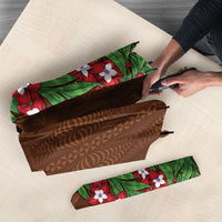Tonga Language Week Umbrella Heilala Floral Brown LT05 - Polynesian Pride