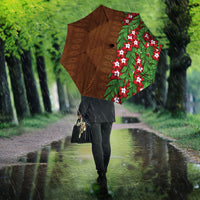 Tonga Language Week Umbrella Heilala Floral Brown LT05 - Polynesian Pride