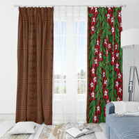 Tonga Language Week Window Curtain Heilala Floral Brown LT05 - Polynesian Pride