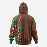 Tonga Language Week Zip Hoodie Heilala Floral Brown LT05 - Polynesian Pride