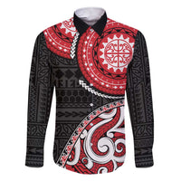 New Zealand Red Maori Koru Simple Style Family Matching Short Sleeve Bodycon Dress and Hawaiian Shirt