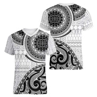 New Zealand White Maori Koru Simple Style Women V-Neck T-Shirt LT05 - Polynesian Pride