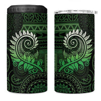 New Zealand Maori Koru Fern 4 in 1 Can Cooler Tumbler Spiral Polynesian Style Green