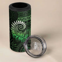 New Zealand Maori Koru Fern 4 in 1 Can Cooler Tumbler Spiral Polynesian Style Green