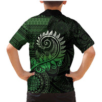 New Zealand Maori Koru Fern Family Matching Mermaid Dress and Hawaiian Shirt Spiral Polynesian Style Green