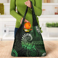 New Zealand Maori Koru Fern Grocery Bag Spiral Polynesian Style Green