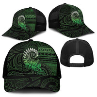 New Zealand Maori Koru Fern Mesh Trucker Cap Spiral Polynesian Style Green - Polynesian Pride