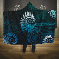 New Zealand Maori Koru Fern Hooded Blanket Spiral Polynesian Style Aqua Gradient LT05 - Polynesian Pride
