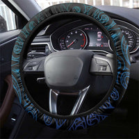 New Zealand Maori Koru Fern Steering Wheel Cover Spiral Polynesian Style Aqua Gradient