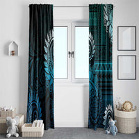 New Zealand Maori Koru Fern Window Curtain Spiral Polynesian Style Aqua Gradient