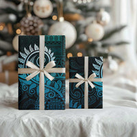 New Zealand Maori Koru Fern Wrapping Paper Spiral Polynesian Style Aqua Gradient - Polynesian Pride