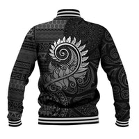 New Zealand Maori Koru Fern Baseball Jacket Spiral Polynesian Style Gray
