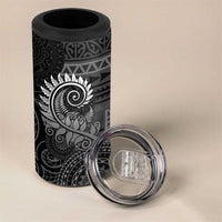 New Zealand Maori Koru Fern 4 in 1 Can Cooler Tumbler Spiral Polynesian Style Gray
