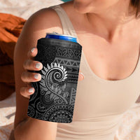 New Zealand Maori Koru Fern 4 in 1 Can Cooler Tumbler Spiral Polynesian Style Gray