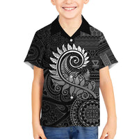 New Zealand Maori Koru Fern Hawaiian Shirt Spiral Polynesian Style Gray