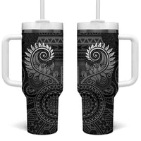 New Zealand Maori Koru Fern Tumbler With Handle Spiral Polynesian Style Gray
