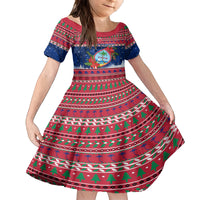 Guam Christmas Kid Short Sleeve Dress Guaman Seal Poinsettia Felis Pasgua LT05 KID Red - Polynesian Pride