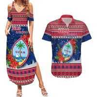 Personalized Guam Christmas Couples Matching Summer Maxi Dress and Hawaiian Shirt Guaman Seal Poinsettia Felis Pasgua LT05 Red - Polynesian Pride