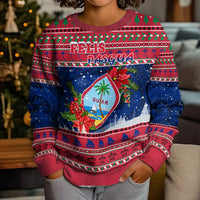 Personalised Guam Christmas Kid Ugly Christmas Sweater Guaman Seal Poinsettia Felis Pasgua LT05 - Polynesian Pride