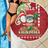 Hawaii Christmas Beach Blanket Funny Santa Claus Surf Mele Kalikimaka