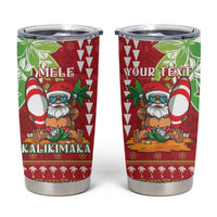 Personalised Hawaii Christmas Tumbler Cup Funny Santa Claus Surf Mele Kalikimaka LT05 Red - Polynesian Pride