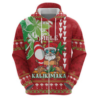 Personalised Hawaii Christmas Zip Hoodie Funny Santa Claus Surf Mele Kalikimaka
