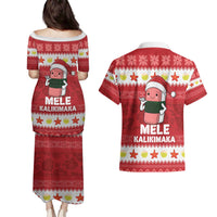 Hawaii Funny Christmas Couples Matching Puletasi and Hawaiian Shirt Spam Musubi Santa