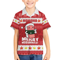 Hawaii Funny Christmas Family Matching Tank Maxi Dress and Hawaiian Shirt Spam Musubi Santa