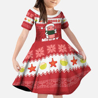 Hawaii Funny Christmas Kid Short Sleeve Dress Spam Musubi Santa