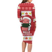Hawaii Funny Christmas Long Sleeve Bodycon Dress Spam Musubi Santa