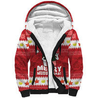 Hawaii Funny Christmas Sherpa Hoodie Spam Musubi Santa LT05 Unisex Red - Polynesian Pride
